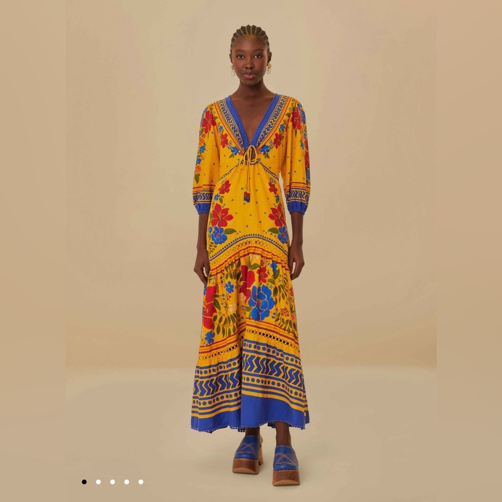 Farm Rio floral Yellow Maxi Dress XL brand new with tags